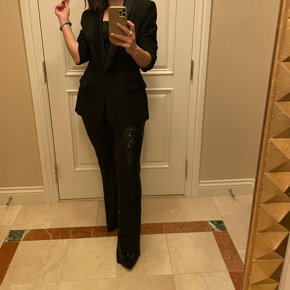 Zara Black Sequin flare pants - Elegant Evening Wear - Picture 6 of 6
